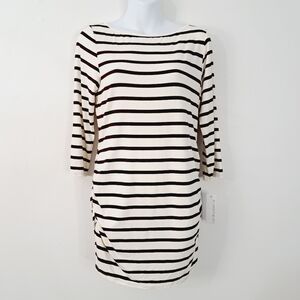 Loveappella Maternity Charlote‎ Ruched Side Signature Soft Striped Top Size S